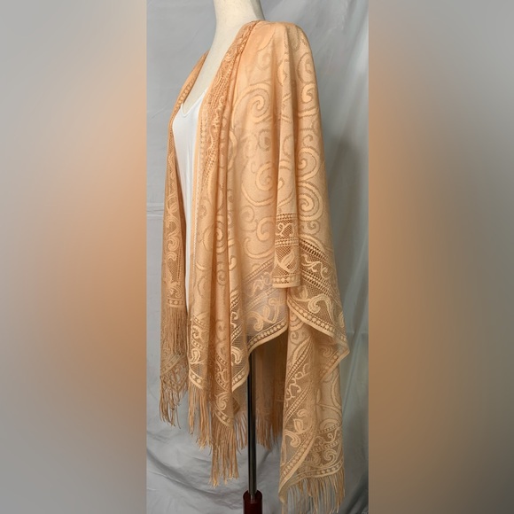 3/$20 Charming Charlie Women’s Lace Fringe Shawl Wrap Scarf Pashmina Tartan OS - Picture 2 of 10